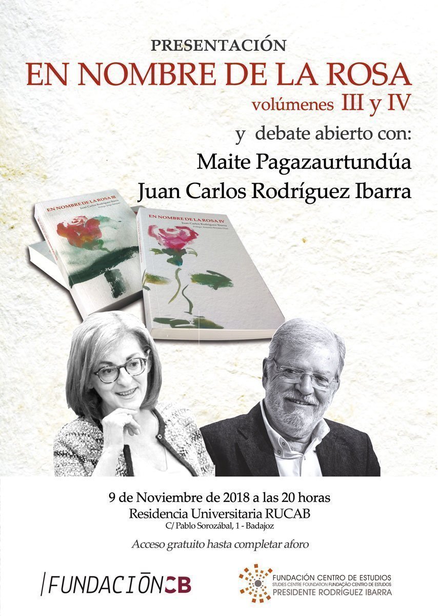 Presentacion En nombre de la rosa III y IV y debate con Maite Pagazaurtundúa en Badajoz