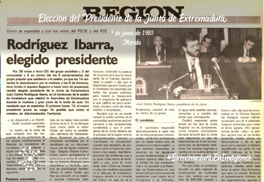 Primera sesión de investidura de un Presidente de la Junta de Extremadura